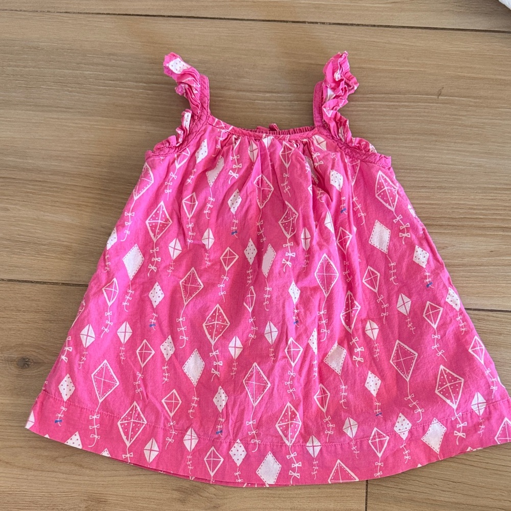 BabyGap Pink Kite Print Ruffle Strap Sleeveless Dress Baby‎ 6-12 Months